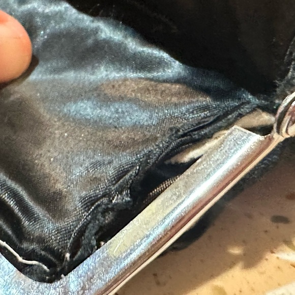 VTG Hand Beaded Hong Kong Black Bead &‎ Sequin Folding Carry Clutch Evening Bag - Picture 10 of 10